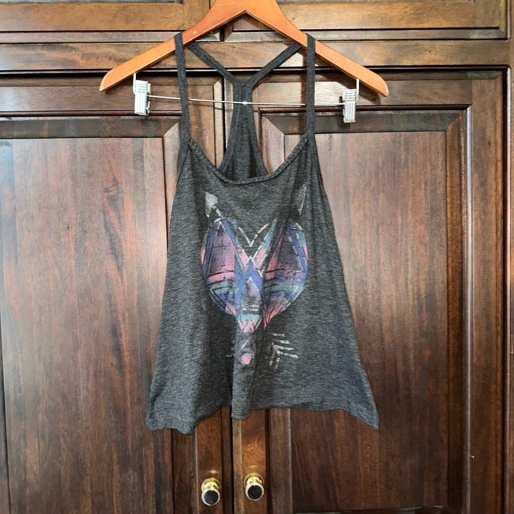 Women's Belle du Jour Tank Top Size Small Gray heart graphic